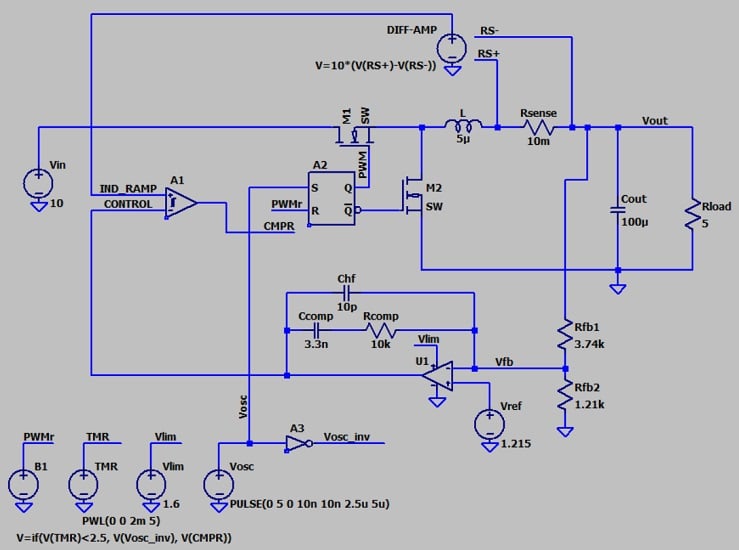 LTspice schematic of a CMC buck converter.