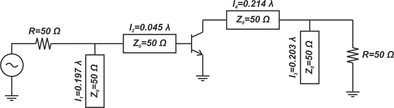 Diagram of the RF amplifier’s input matching section.