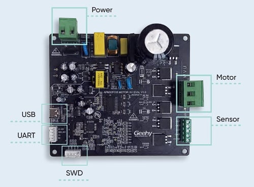 High voltage motor control evaluation board for the APM32F035