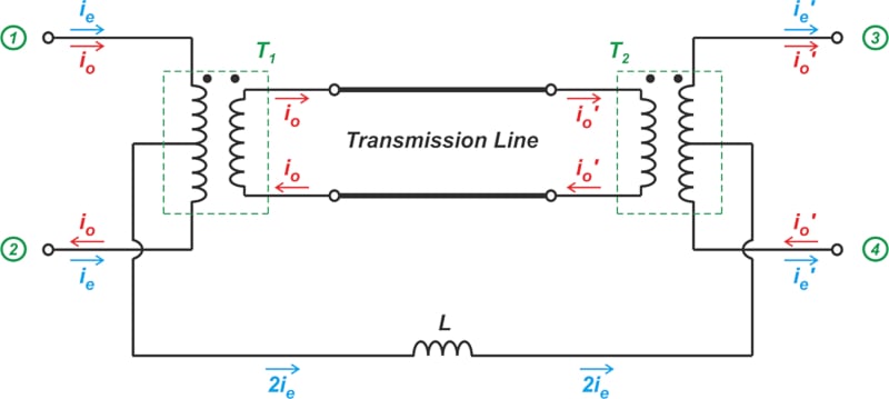 Equivalent circuit model of a bifilar coil.